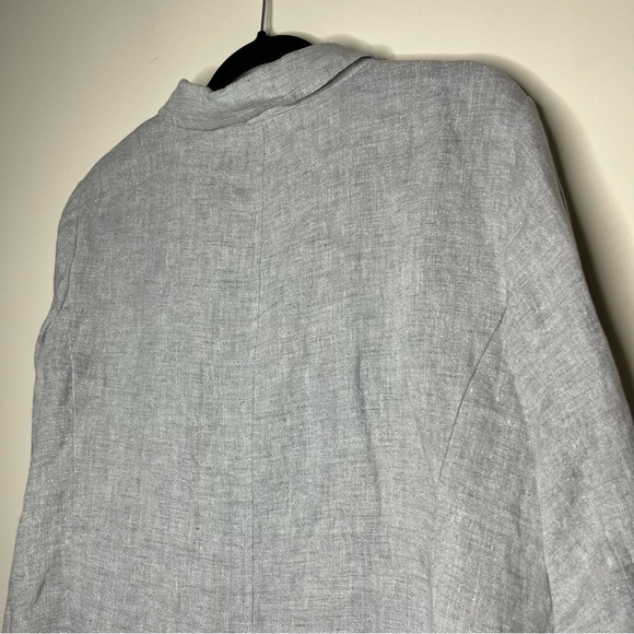 EILEEN FISHER Linen Sparkle Metallic Thread Lightweight Collar Blazer Jacket - Picture 7 of 12